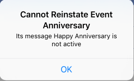 Cannot Reinstate Event
