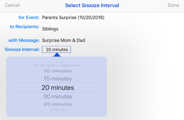 Select Snooze Interval